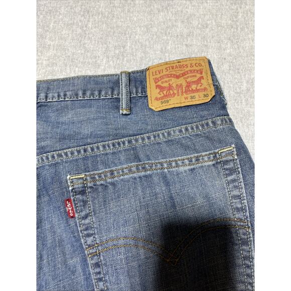 Levis 569 Jeans Mens Tag 38x30 Actual 40x28 Blue Straight Loose Baggy 90s Denim - Picture 5 of 14